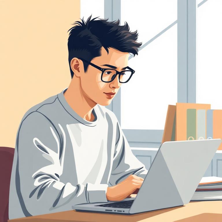 Illustrated portrait of Wei, 27